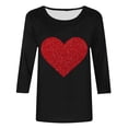 thumbnail image 4 of XIAOCHA Women's Glitter Heart T Shirt Three Quarter Sleeve Graphic Tee Casual Daily Wear Top, 4 of 4