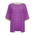 thumbnail image 3 of Giftesty Blouses for Women Dressy Casual Women's Fashion Loose Casual Striped Color Blocking Round Neck Short Sleeved Top, 3 of 4