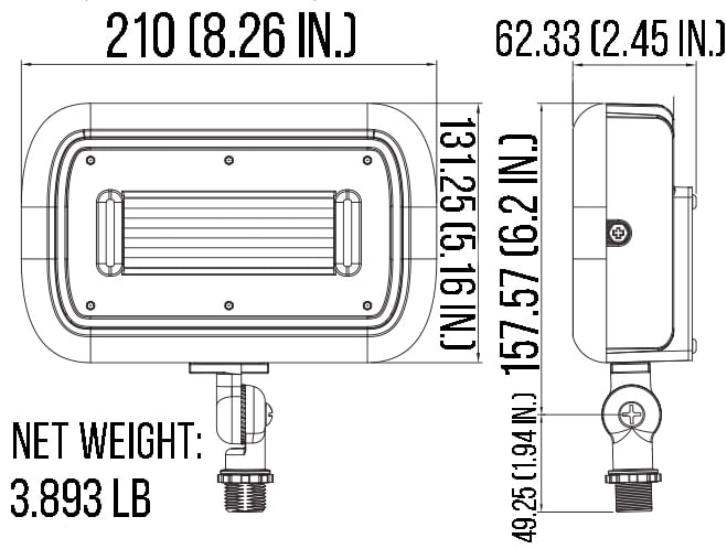 GKOplus 45W Outdoor Security LED Flood Lights 120-277V, Waterproof, 150W PSMH Equivalent, 5400 Lumens, 5000K Daylight White, 70CRI, UL-Listed, 1/2" Adjustable Knuckle Mount, 5 Years Warranty