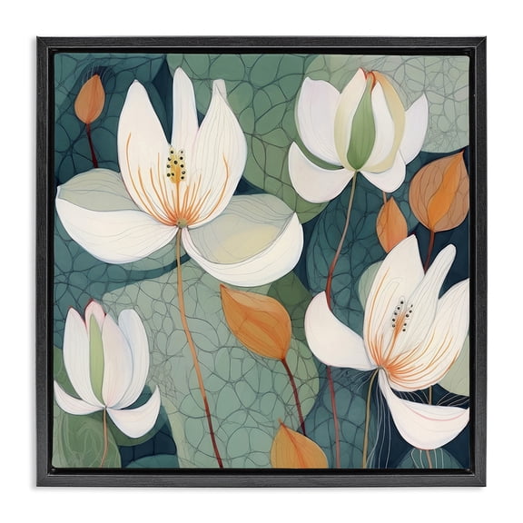 Stupell Industries Scandinavian Modern Iris Pattern Black Floating Frame Canvas Art, 18 x 18, by Lazar Studio