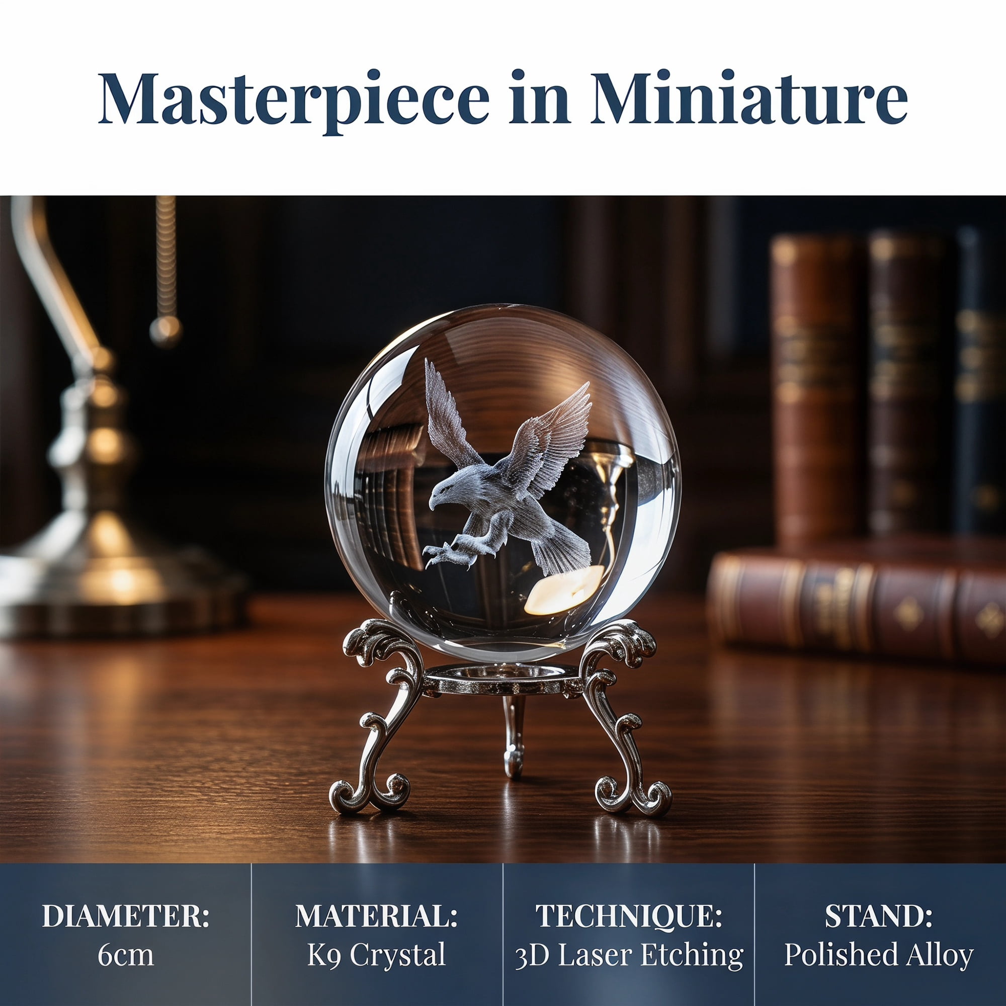 Unique Bargains Crystal Ball Figurine 3D Glass Paperweight with Base Clear Style J