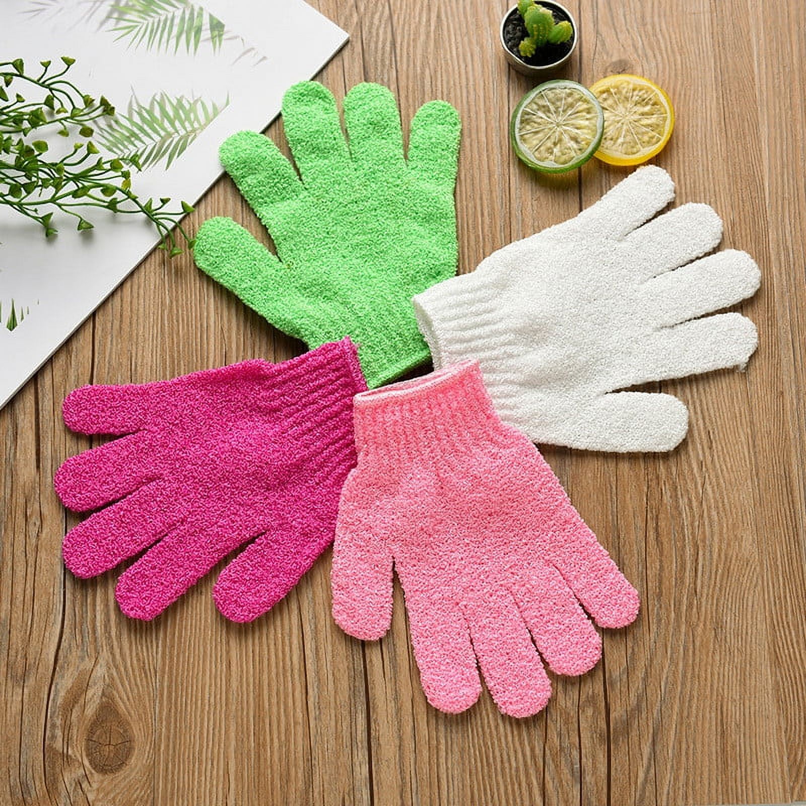 Five Finger Double Sided Exfoliating Gloves Deep Cleansing Skin Sponge Loofah Bathing Gloves Made of Nylon Bath Scrubber Accessories Shower Gloves For Shower Spa
