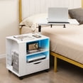 thumbnail image 6 of Gymax Nightstand Bedside Table Swivel Laptop Tray with Charging Station and LED Lights, 6 of 10