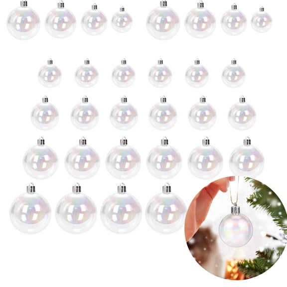 Clear Christmas Rainbow Ball,Multisize Clear Ornament Balls for DIY,4-Sizes Iridescent Plastic Ornaments Decor for Tree,Wedding,Party,New Year,48pack