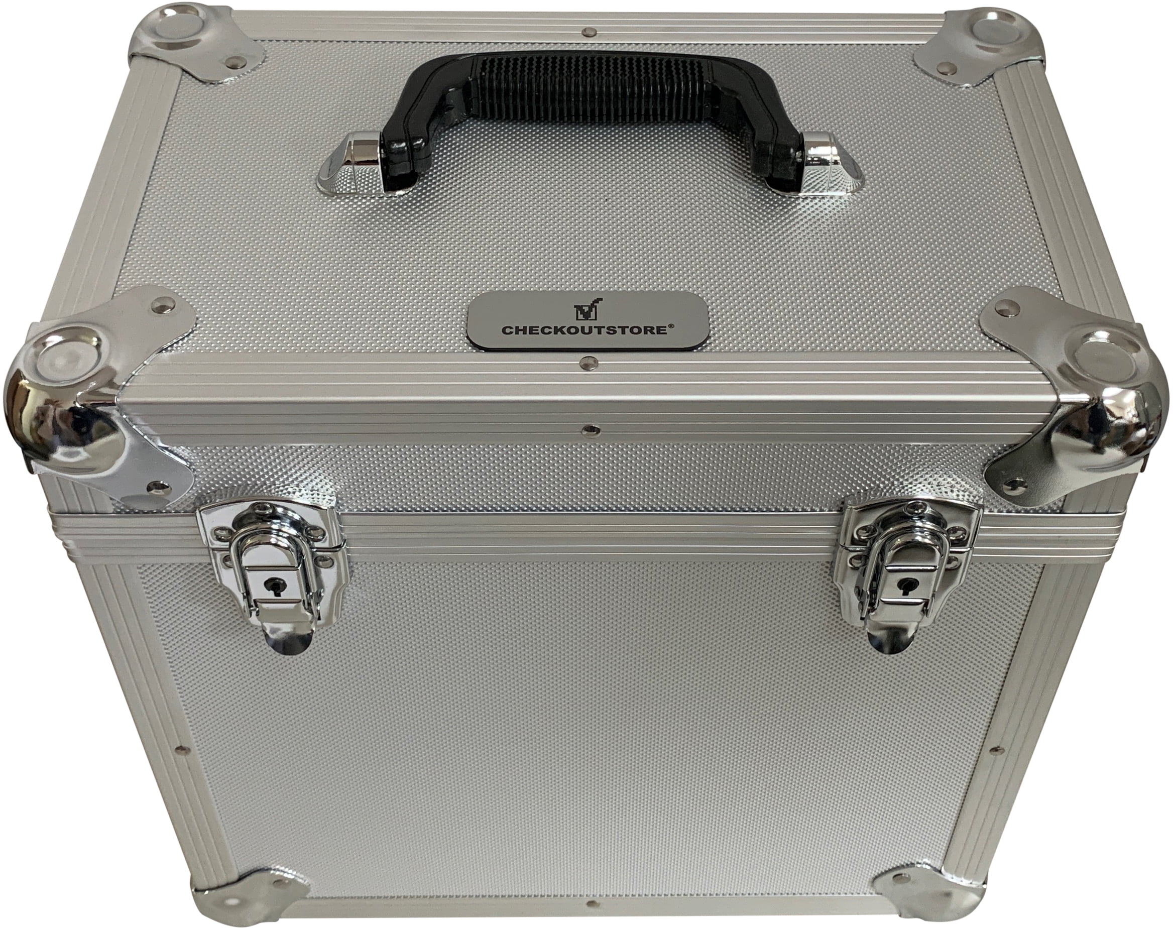 CheckOutStore Silver Aluminum 12x12 Square Cardstock Paper Holder Storage Box - Small