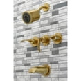 thumbnail image 3 of Kingston Brass KBX8137EFL Centurion Three-Handle Tub and Shower Faucet, Brushed Brass, 3 of 5