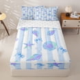 thumbnail image 2 of Homewish Blue Sealife Kids Zipper Full Size Comforter Sets with Fitted Sheet and 2 Pillowcases, Cute Marine Starfish Zipper Bedding Set, Reversible, 4 Pieces, 2 of 6