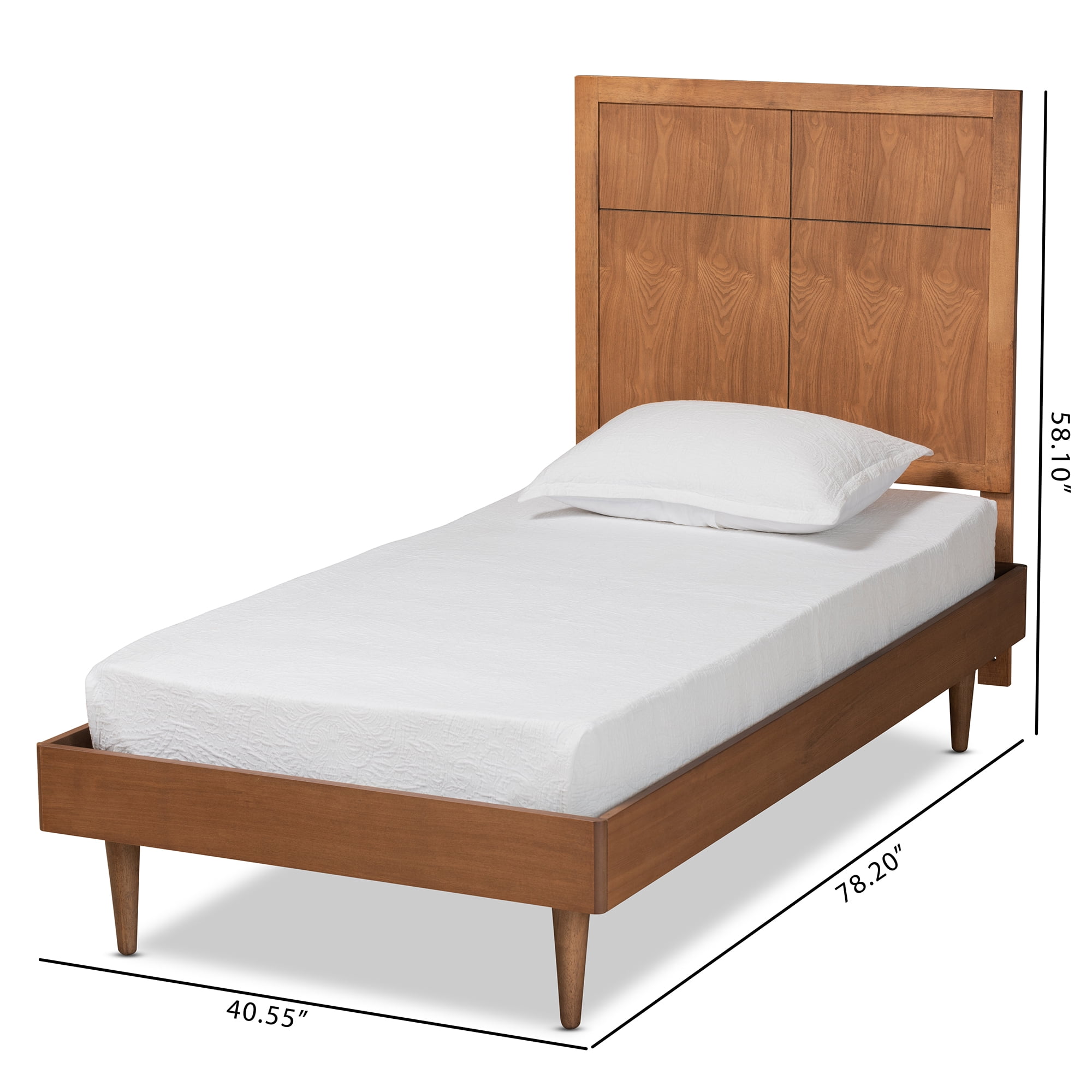 Baxton Studio Rin Modern Engineered Wood Platform Bed, Twin, Walnut Brown