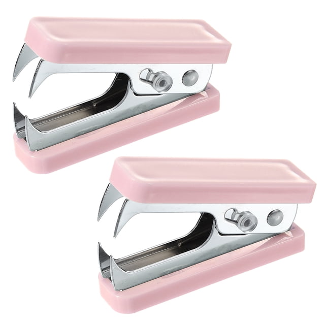 Uxcell Acrylic Staple Remover, 2 Pcs Heavy Duty Staple Puller Removal Tool with Lock, Pink