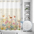 thumbnail image 2 of No Hook Shower Curtain, Spring Summer Botanical Shower Curtains for Bathroom with See Through Top Window, Butterfly Floral Vintage Waterproof & Washable Bath Curtain 60"x72", 2 of 9