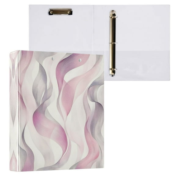 Watercolor Abstract Wavy Lines 3 Ring Hardcover Binders 1.5in Round Rings for Letter-Size Folder Paper Organizer Pockets for Office Student Recipe