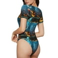 thumbnail image 3 of Balery Women'Sspooky Halloween Crew Neck Round Neck Short Sleeves Slim Fit Casual Basic Extender Bodysuit Daily Jumpsuit T Shirts-Small, 3 of 9