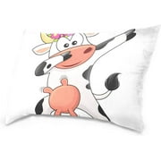 Wellsay Cute Dabbing Cow Velvet Oblong Lumbar Plush Throw Pillow Cover/Shams Cushion Case with Zipper 16x24in for Couch Sofa Pillowcase Only
