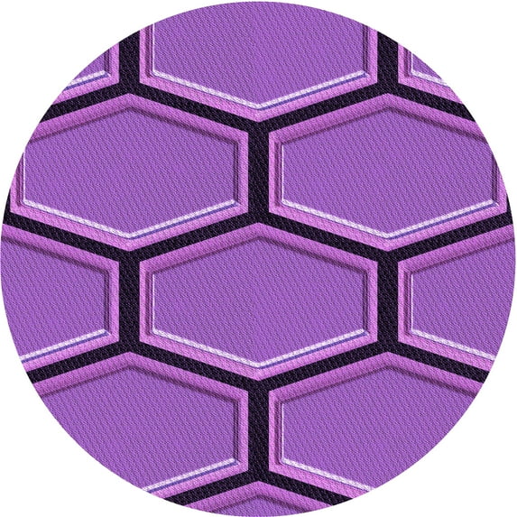 Ahgly Company Indoor Round Patterned Heliotrope Purple Area Rugs, 5' Round