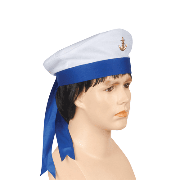 Chapeau de Marin avec Ruban Yacht Capitaine Chapeau Costume Casquette Blanche Adulte