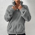 thumbnail image 4 of Yoodem Shirts for Women Womens Tops Women's Solid Color Plush Stitching Women's Solid Color Non Hooded Thickened Jacquard Long Sleeved Sweater Jacket Top Sweatshirt for Women Gray L, 4 of 7