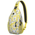 thumbnail image 1 of Lightweight Lemon Print Travel Sling Backpack, Retro Vintage Floral Pattern Crossbody Bag with Bright Yellow Fruit Print, Multi-Functional Storage, 1 of 6