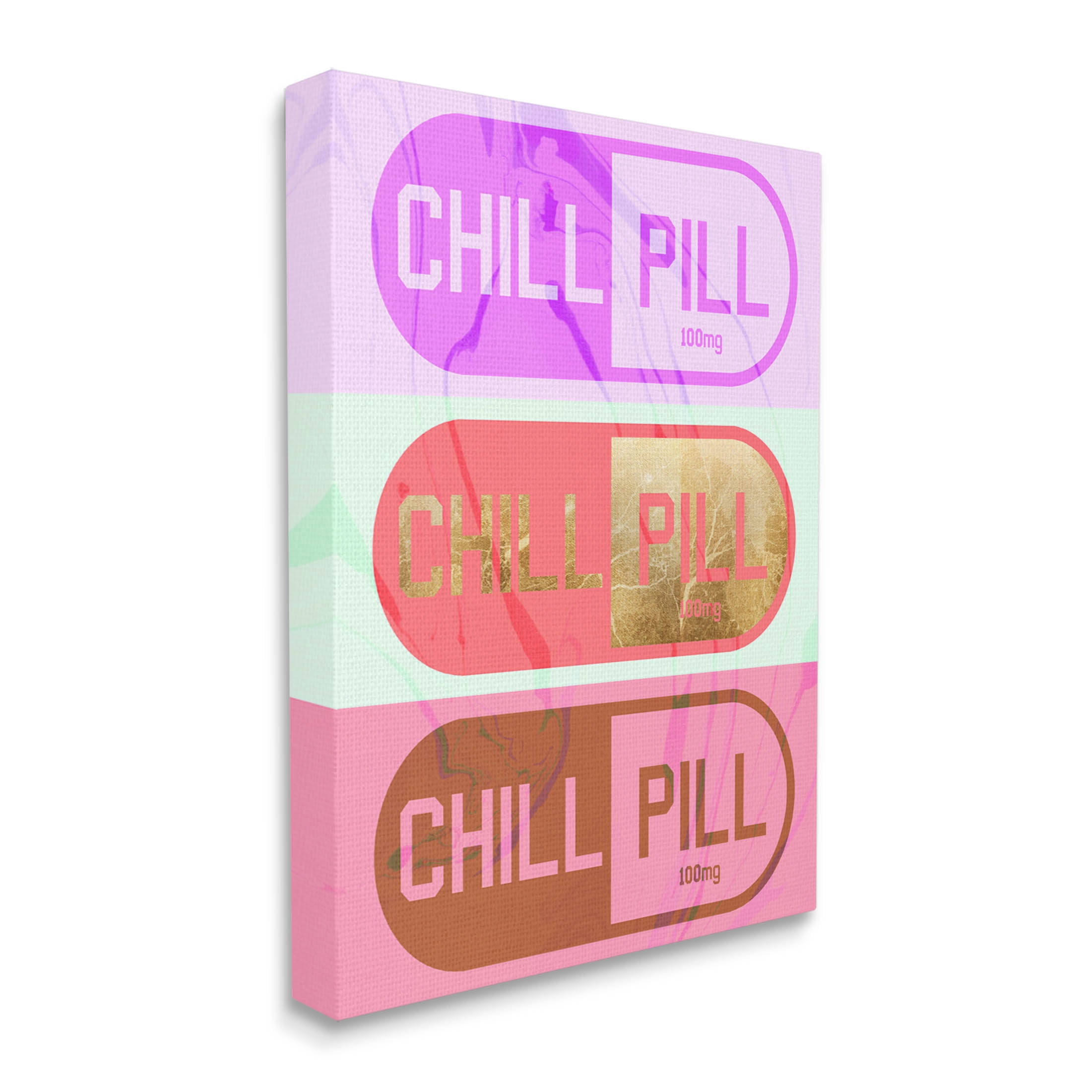 Stupell Industries Glam Detail Chill Pill Graphic Art Gallery Wrapped Canvas Print Wall Art, Design by Daphne Polselli