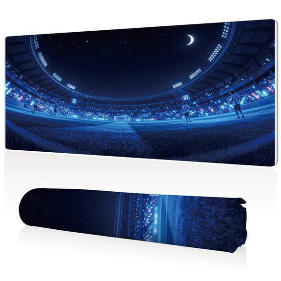 LIVEKEY Mouse Pad 80x40cm Extra Large Non Slip Stitched Durable Easy Clean Night Sky Soccer Stadium Pattern for Gaming Office