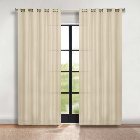 Superior Solid Blackout Curtains, Set of 2, 70" X 120", Ivory