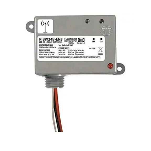 Functional Devices RIBW24B-EN3 EnOcean 902 MHz Enclosed Wireless Relay - 20 Amp SPDT w/ 24 VAC Power Input
