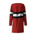 thumbnail image 6 of ZQUUVOU Women's Long Sweater Coat Cardigan Winter Striped Casual Long Sleeve Pocket Cardigan Blouse Tops Red, 6 of 8