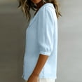 thumbnail image 4 of longantii Women's Vintage Peter Pan Collar Shirt Dressy Casual Button Down Shirts 3/4 Sleeve Loose Fit Womens Work Tops Summer Business Outfits 2026 Light Blue XXL, 4 of 6