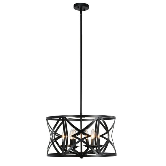 CHLOE Lighting ALINA Farmhouse 5 Light Matt Black Finish Ceiling Pendant 21" Wide