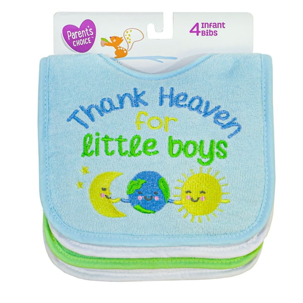 Parent's Choice Baby Bibs, Boy Heavenly Saying, 4 Pack