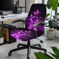 thumbnail image 2 of FKELYI Purple Butterfly Print Office Chair Cover Stretch Fabric Computer Chair Cover Removable Anti-Dust Gaming Chair Slipcover Protector for Boss Chair Decoration, Large, 2 of 6