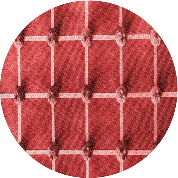 Ahgly Company Indoor Round Patterned Valentine Red Area Rugs, 6' Round