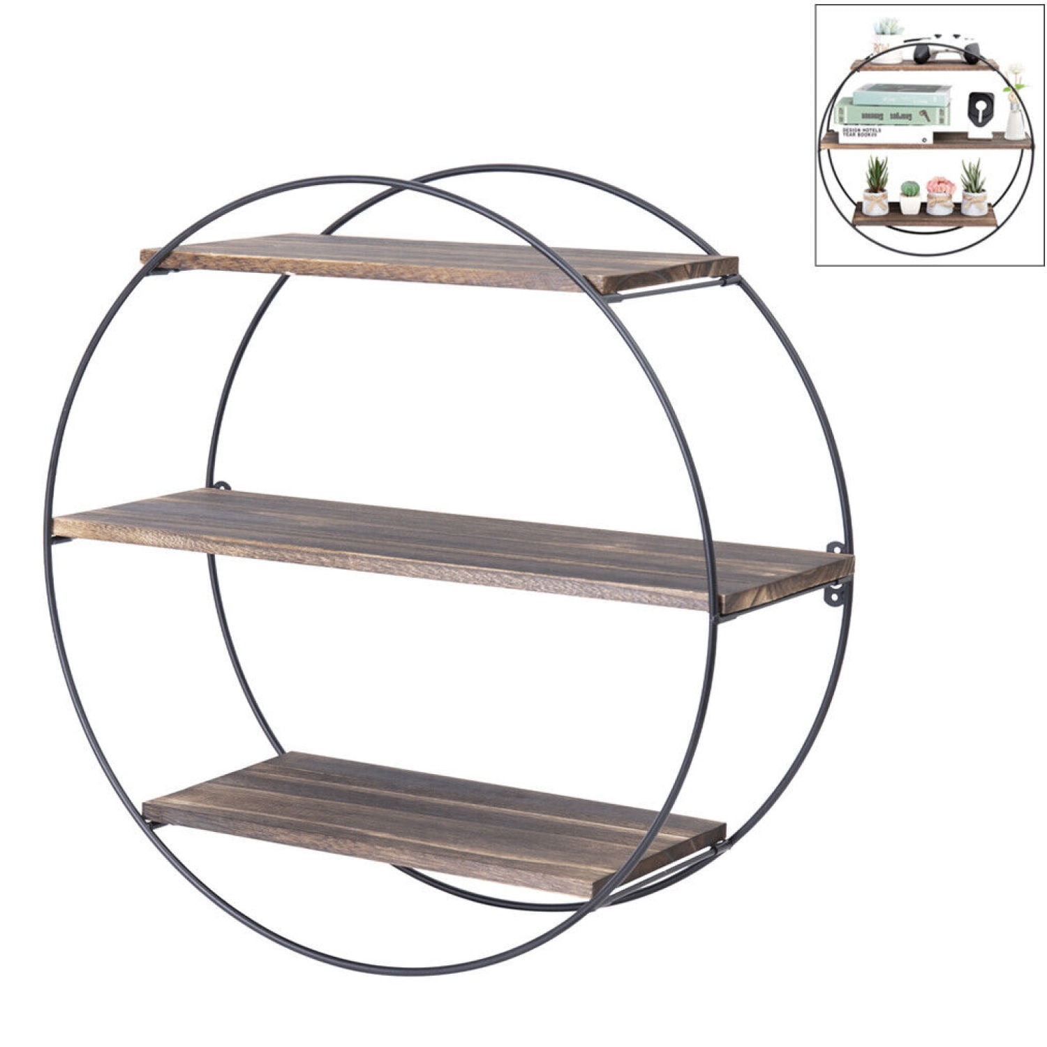 Hanging Storage Shelf Round Circular Wall Mounted 3Tier Rack