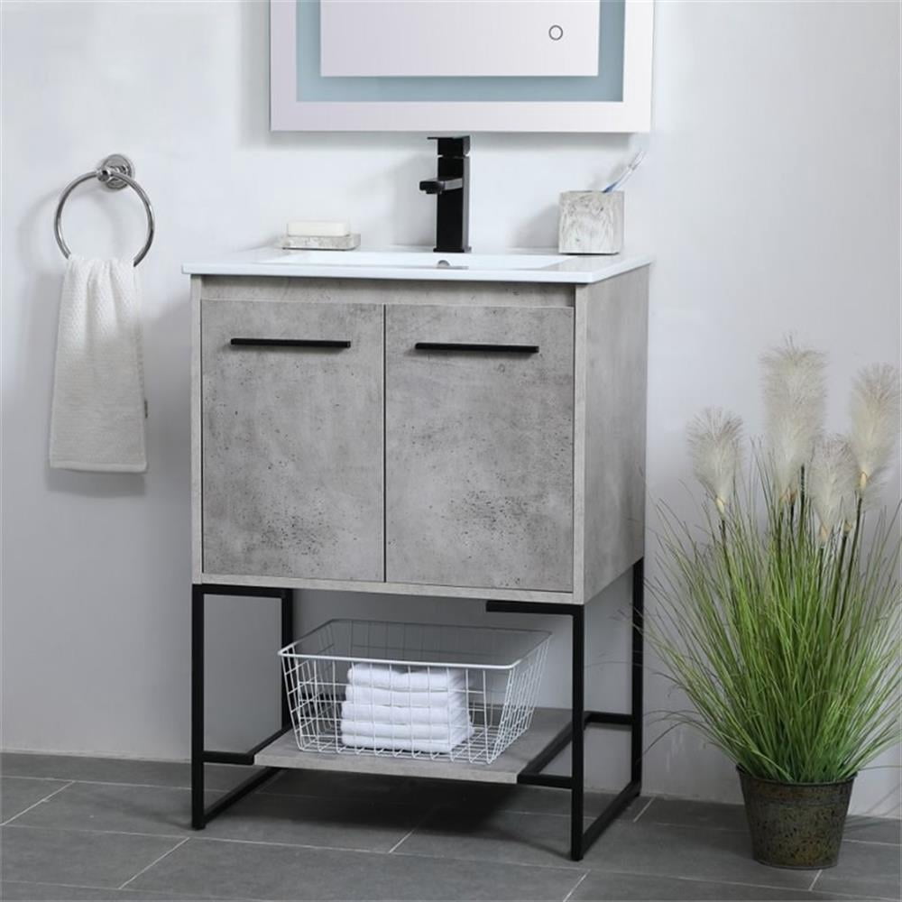 24 inch Single Bathroom Vanity in Concrete Grey