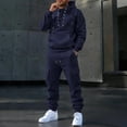 thumbnail image 2 of RUTAYY Men's Outfits Solid Color Hooded Jacket and Trousers with Pocket Drawstring Formal Business Daily Wear Vacation Playful Clothing Sets, 2 of 5