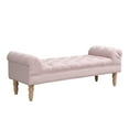 thumbnail image 3 of Christopher Knight Home 57.5" Button-Tufted End of Bed Bench, Large Upholstered Ottoman, Rolled Arms, Pink, 3 of 9