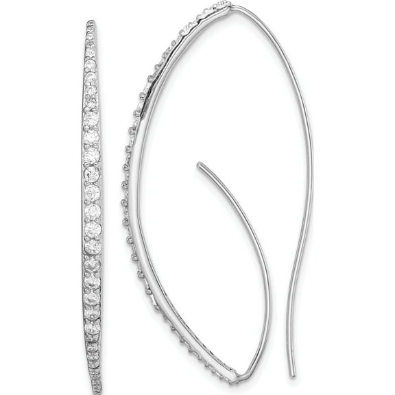 Sterling Silver Rhodium-Plated Cz Threader Earrings Made In Thailand qe14862