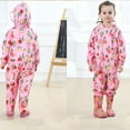 thumbnail image 4 of VerPetridure Clearance Kids Toddler Rain Suit for Boys Girls One Piece Hoodie Button Cartoon Waterproof Coverall Rain Jacket, 4 of 8