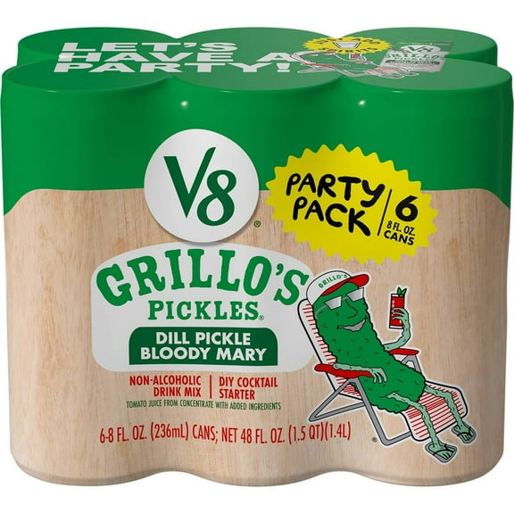 V8 Juice Bloody Mary Grillo's Dill Pickle Juice - 6pk/8 fl oz Cans - Pack of 2