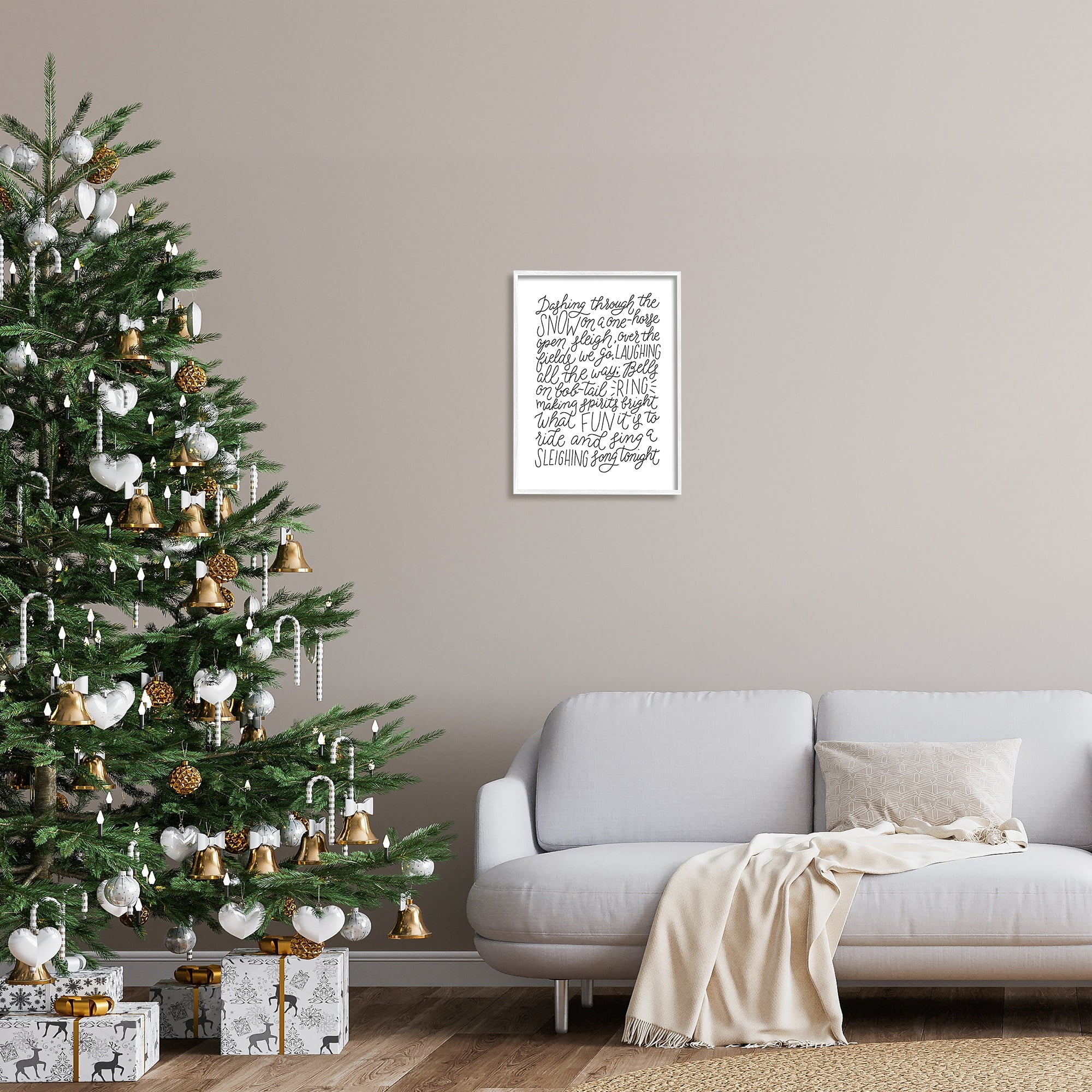 Stupell Industries Dashing Through The Snow Fun Casual Calligraphy Song Graphic Art White Framed Art Print Wall Art, Design by Leah Bisch