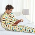 thumbnail image 5 of KLL Colorful Mustache Sleepwear Mens Flannel Pajamas,Long Cotton Pj Set, 5 of 7