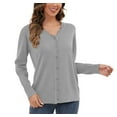 thumbnail image 5 of Uvplove Women's Long Sleeve Cardigan V-Neck Oufits Knit Button Down Casual Sweater,Gray,M-3XL, 5 of 9