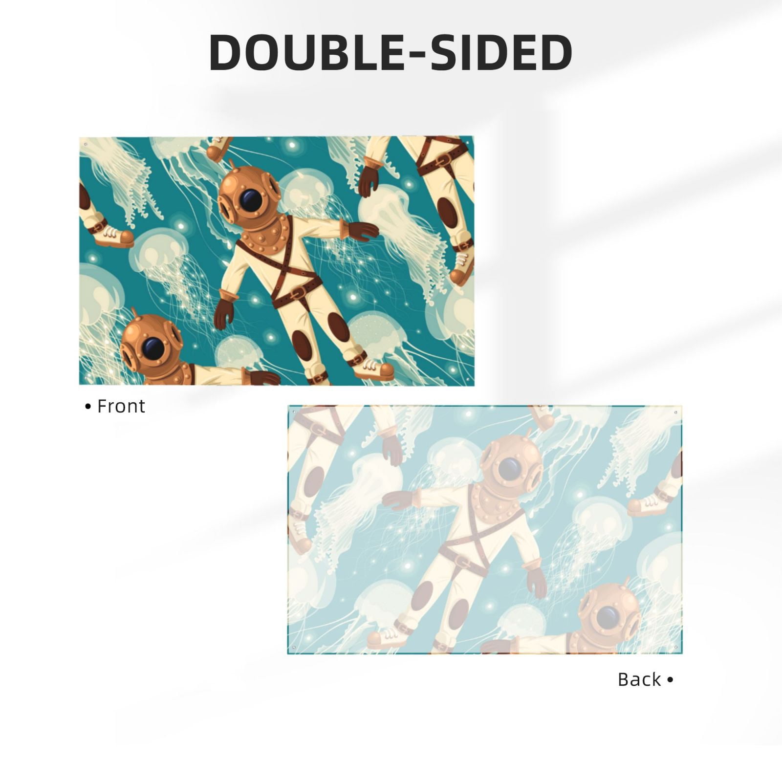 Diver And Jellyfish Four Hole Decorated Banner Flag for Garden Yard Home Decoration Indoor Outdoor 4x6 Ft