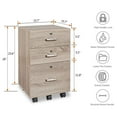 thumbnail image 2 of 3 Drawer File Cabinet with Lock, Rolling File Cabinet Under Desk, Mobile File Cabinets for Home Office, Wood File Cabinet Printer Stand for Letter Size Filings, Beige, 2 of 5