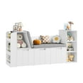 thumbnail image 5 of Homfa 4-in-1 Kids Toy Storage Cabinet, Bookshelf with 3 Drawers, Sturdy Toy Organizer with Reading Nook for Kids Room Playroom, White, 5 of 7