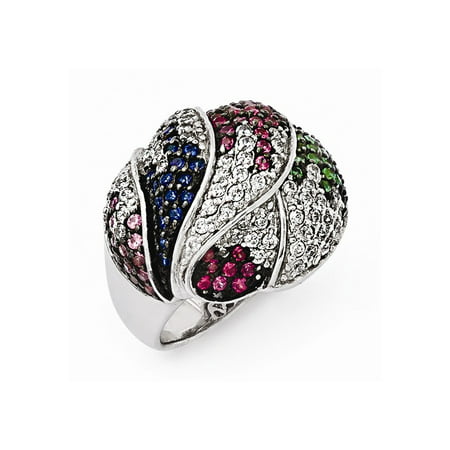 Roy Rose Jewelry Sterling Silver Black Rhodium Blue Green Glass Lt and Dark Synthetic Ruby