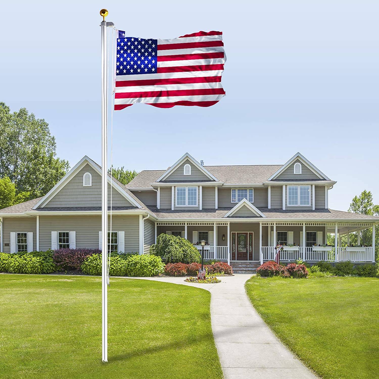 , 20FT Flag Pole, Silver ,Aluminium , 20FT Flag Pole
