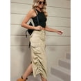 thumbnail image 6 of Denim Skirt Below Knee Length High Waisted Jean Skirts for Women Shallow Khaki XL, 6 of 7