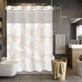 thumbnail image 5 of No Hook Starfish Coastal Shower Curtain with Snap in Liner Set, Shell Summer Beach Nautical Ocean Linen Waterproof Fabric Bathroom Curtains with See Through Top Window, Hotel Style Long 72 x 84 Inch, 5 of 9