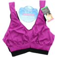 thumbnail image 2 of Bali Women's Comfort Revolution Seamless Crop Top 2 Pack, Black/Showtime Fuchsia 2X, 2 of 2