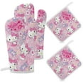 thumbnail image 3 of Hello Kitty Oven Mitts And Pot Holders Set 4 Pcs, Heat Resistant Oven Mitt Set with Potholders, Hot Pads And Oven Mitts Sets Oven Glove for Kitchen, Baking, Cooking, Grilling, 3 of 7